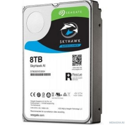 Жесткий диск 8TB Seagate SkyHawk (ST8000VE0004) SATA 6 Гбит/с, 7200 rpm, 256 mb buffer, для видеонаблюдения c искусственным интеллектом
