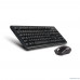  Комплект (клавиатура+мышь) A4TECH 3000NS, USB, беспроводной, черный