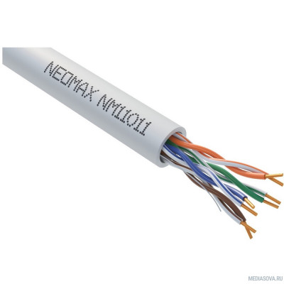  Кабель NEOMAX [NM11011] U/UTP cat.5e 4 пары (305 м) 0.48 мм (24 AWG) Медь LSZH, серый;  Fluke Tested