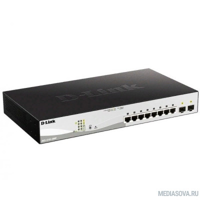  D-Link DGS-1210-10MP/FL2A Управляемый L2 коммутатор с 8 портами 10/100/1000Base-T и 2 портами 1000Base-X SFP (8 портов PoE 802.3af/at, PoE-бюджет 130 Вт)