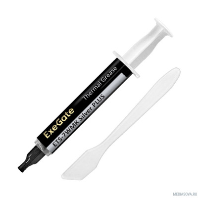  Exegate EX296088RUS Термопаста ExeGate ETS-7WMK Silver PLUS (7,2 Вт/(м•К), 3г, шприц с лопаткой)