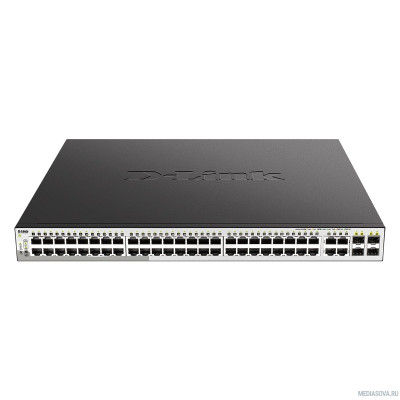  D-Link DGS-1210-52MP/F4A PROJ Настраиваемый L2 коммутатор с 48 портами 10/100/1000Base-T и 4 комбо-портами 100/1000Base-T/SFP (48 портов PoE 802.3af/at, PoE-бюджет 370 Вт)
