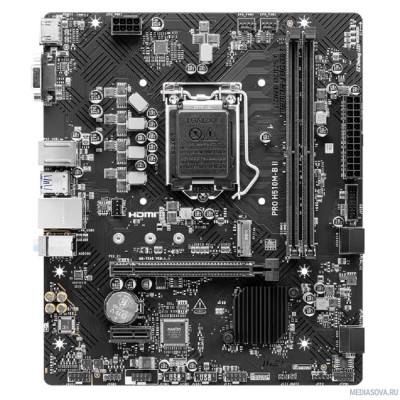 Материнская плата MSI PRO H510M-B II  S1200, Intel®H470, 2xDDR4-2933 HDMI+VGA, 1xPCI-Ex16, 1xPCI-Ex1, 4xSATA3, 1xM.2, 8 Ch Audio, GLan, (4+4)xUSB2.0, (2+2)xUSB3.2, 1xPS/2