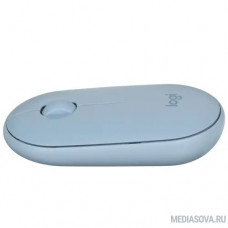 910-006655 Мышь беспроводная Logitech PEBBLE M350 Blue голубая, оптическая, 1000dpi, 2.4GHz, USB-ресивер, бесшумная, под обе руки