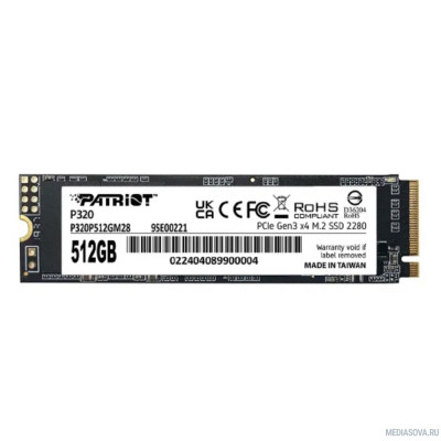  Накопитель SSD Patriot PCIe 3.0 x4 512GB P320P512GM28 P320 M.2 2280