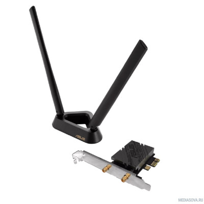  Сетевой адаптер ASUS PCE-BE92BT, Wi-Fi 7 + Bluetooth,  PCI-E, (802.11be), 2.4/5/6 ГГц,  антенна - внешняя
